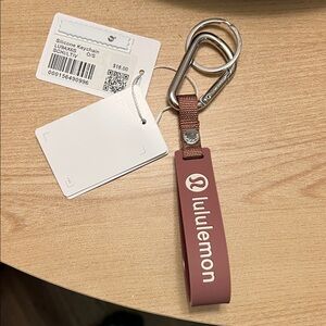 Lululemon Brown Silicone Keychain with Carabiner